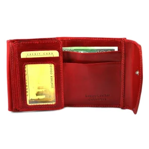Skórzany portfel damski BARTEX 1020D czerwony – widok wewnątrz / BARTEX 1020D red women’s leather wallet – inside view