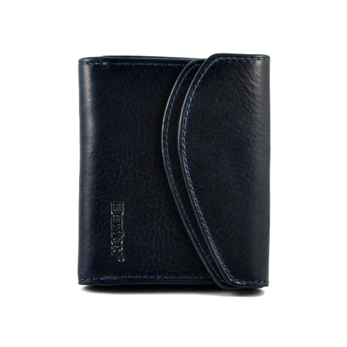 Skórzany portfel damski BARTEX 10020D granatowy z ochroną RFID – widok z przodu / BARTEX 10020D navy blue women’s leathe