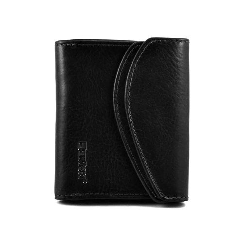 Portfel skórzany BARTEX 10020D czarny – widok z przodu / BARTEX 10020D black leather wallet – front view