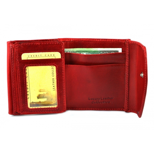 BARTEX 10020D skórzany portfel * czerwony RFID