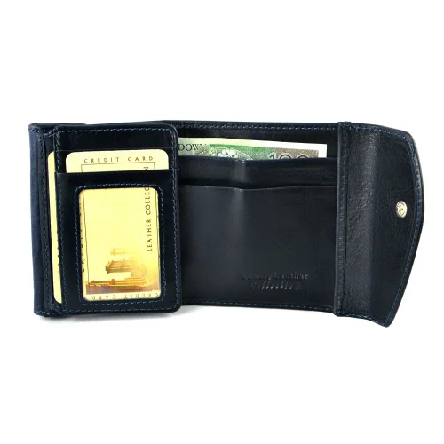 Portfel damski BARTEX 10020D granatowy – wnętrze z przegrodami na karty i banknoty / BARTEX 10020D women’s navy wallet – inside with card and bill compartments