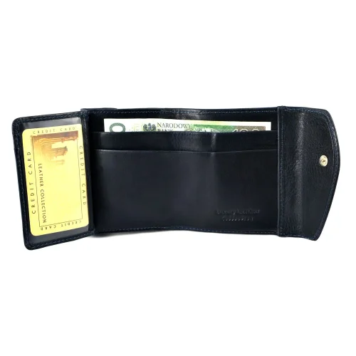 Wnętrze portfela BARTEX 10020D – kieszeń na bilon i przegródki na dokumenty / Inside view – coin pocket and document slots of BARTEX 10020D wallet
