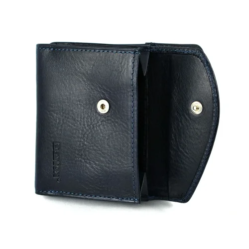 Skórzany portfel damski BARTEX 10020D granatowy – eleganckie wykończenie / BARTEX 10020D navy women’s leather wallet – elegant finishing