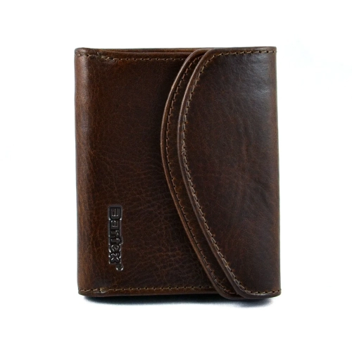 Skórzany portfel męski BARTEX 1020D brązowy – widok z przodu / BARTEX 1020D brown men’s leather wallet – front view