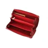 Skórzany portfel BARTEX 10172D czerwony – szeroko otwarty widok BARTEX 10172D red leather wallet – fully opened view