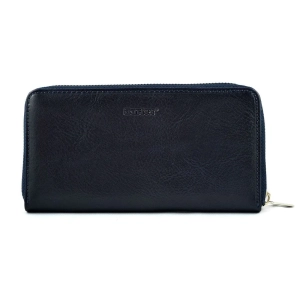 Skórzany portfel BARTEX 10172D w kolorze granatowym – widok z przodu / BARTEX 10172D leather wallet in navy blue – front