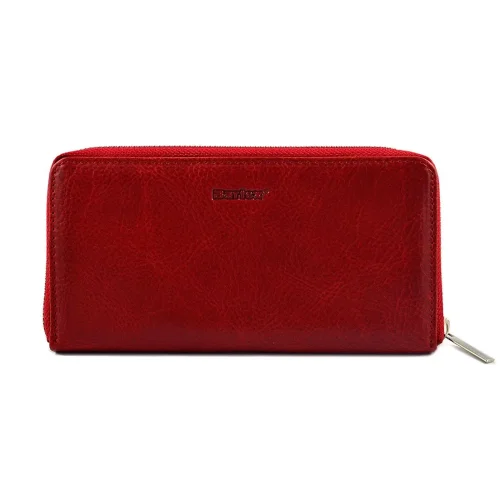 Portfel BARTEX 10172D czerwony – widok z boku, smukły profil BARTEX 10172D red wallet – side view, slim profile