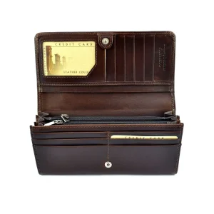 Portfel damski BARTEX brązowy – wnętrze portfela z miejscem na karty i banknoty | Brown BARTEX women's wallet – interior with card and banknote slots