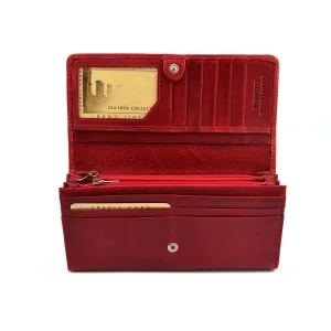 Portfel męski skórzany Bartex czerwony – wnętrze z miejscem na karty i banknoty | Men's leather wallet Bartex red – interior with card and banknote slots