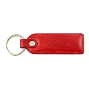 skórzany brelok BARTEX czerwony widok z boku / BARTEX red leather keychain side view