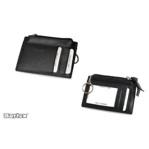 Skórzane etui BARTEX 332W na klucze, karty i wizytówki z naturalnej skóry w kolorze czarnym | BARTEX 332W leather case f
