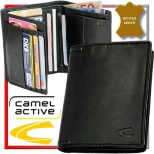 Czarny skórzany portfel męski Camel Active 181-704-60 z pudełkiem Black leather men’s wallet Camel Active 181-704-60 wit