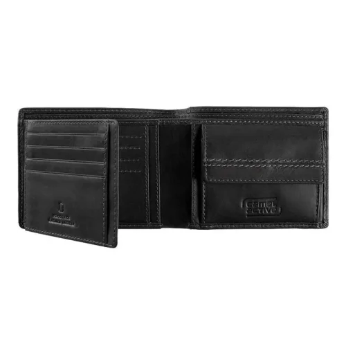 Portfel męski Camel Active 246/703/24 czarny – wnętrze i układ przegródek Camel Active 246/703/24 black men’s wallet – interior and compartments