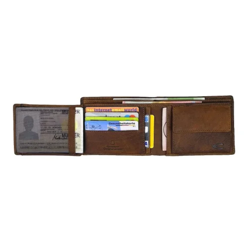 Portfel męski Camel Active – detal skóry vintage bison-look Camel Active men’s wallet – vintage bison-look leather detail