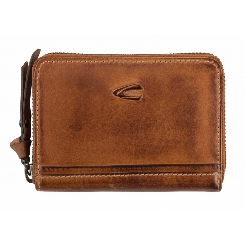 CAMEL ACTIVE skórzany portfel damski na suwak cognac 297-702 RFID