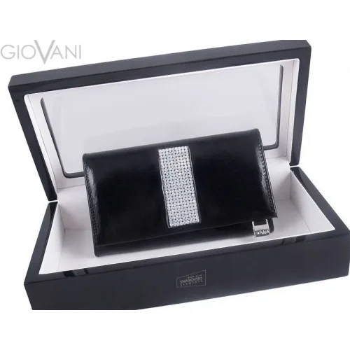 Skórzany portfel Swarovski CV-150 w drewnianej szkatułce prezentowej Leather wallet Swarovski CV-150 in wooden gift box presentation
