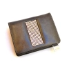 Szary skórzany wizytownik Swarovski CV-100 widok z przodu elegancki model Giovani Grey leather business card holder Swar