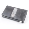 Szary skórzany portfel damski Swarovski CV-140 widok z przodu elegancki model lakierowany Grey women’s leather wallet Sw