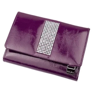 Swarovski CV-430 fioletowy skórzany portfel damski z kryształami – Swarovski CV-430 purple leather women’s wallet with c