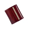 Mały skórzany portfel damski Swarovski SV-010 ciemna czerwień widok z przodu, kompaktowy elegancki model Small women’s l