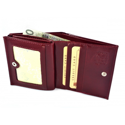 SV 010 skórzany portfel z kamieniami swarovskiego ciemna czerwień