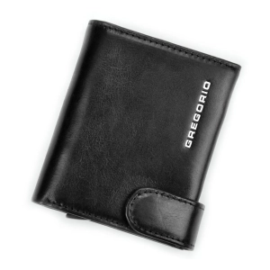 Skórzane etui Gregorio CCH-06 czarne widok z przodu | Gregorio CCH-06 black leather card holder front view