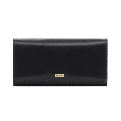 OCHNIK ITALY PL-187-99 luksusowy portfel damski skórzany czarny – widok z przodu / OCHNIK ITALY PL-187-99 luxury women’s