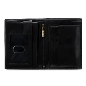 czarny portfel męski OCHNIK PL-145 z naturalnej skóry widok z tyłu / OCHNIK PL-145 black men’s wallet genuine leather back view