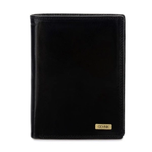 czarny skórzany portfel męski OCHNIK PL-145 widok z przodu / OCHNIK PL-145 black leather men’s wallet front view