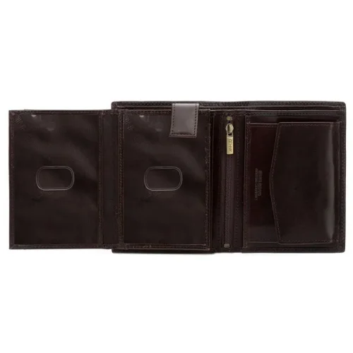 Otwarty portfel OCHNIK PL-145-89 – pełny rozkład przegródek, detale wnętrza / Open OCHNIK PL-145-89 wallet – full spread of sections, interior details