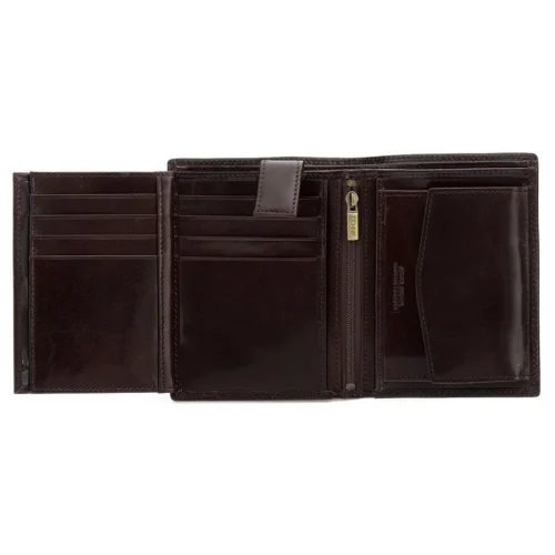 Otwarty portfel OCHNIK PL-145-89 – wnętrze z kieszeniami na karty i banknoty (RFID) / Open OCHNIK PL-145-89 wallet – interior with card and banknote compartments (RFID)