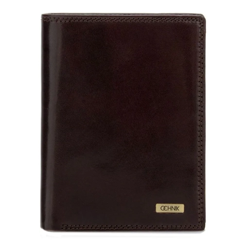 OCHNIK PL-145-89 brązowy skórzany portfel męski z RFID – widok z przodu / OCHNIK PL-145-89 brown leather men’s wallet wi