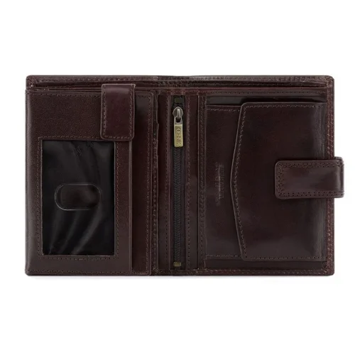 Skórzany portfel męski OCHNIK PL-190/89 ciemny brąz widok z tyłu Men’s leather wallet OCHNIK PL-190/89 dark brown back view