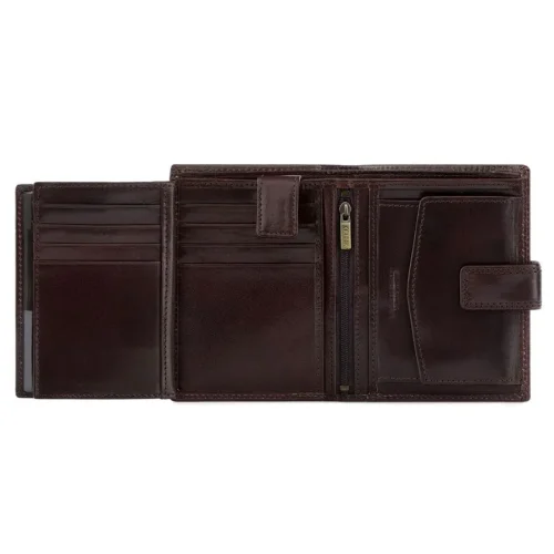 Portfel OCHNIK PL-190/89 ciemny brąz – kieszeń na monety zapinana na zatrzask OCHNIK PL-190/89 dark brown men’s wallet – coin pocket with snap closure