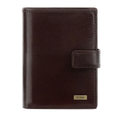 Skórzany portfel męski OCHNIK PL-190/89 ciemny brąz widok z przodu Men’s leather wallet OCHNIK PL-190/89 dark brown fron