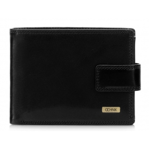 Skórzany portfel męski OCHNIK PL-191/99 czarny widok z przodu Men’s leather wallet OCHNIK PL-191/99 black front view