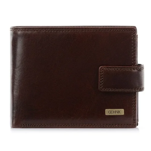 Skórzany portfel męski OCHNIK PL-191 brąz widok z przodu Men’s leather wallet OCHNIK PL-191 brown front view