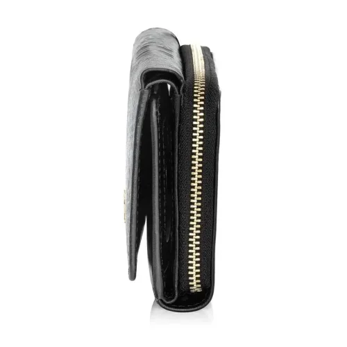 OCHNIK PORES-0907-99 – portfel damski skórzany widok z boku, tłoczenie krokodyl OCHNIK PORES-0907-99 – women’s leather wallet side view, crocodile texture