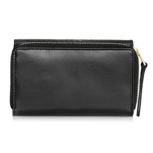 OCHNIK PORES-0907-99 – skórzany portfel damski otwarty, wnętrze z przegródkami OCHNIK PORES-0907-99 – open women’s leather wallet interior with compartments