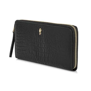 Portfel damski OCHNIK ze skóry naturalnej krokodyl – widok z tyłu / OCHNIK crocodile embossed genuine leather women’s wallet – back view