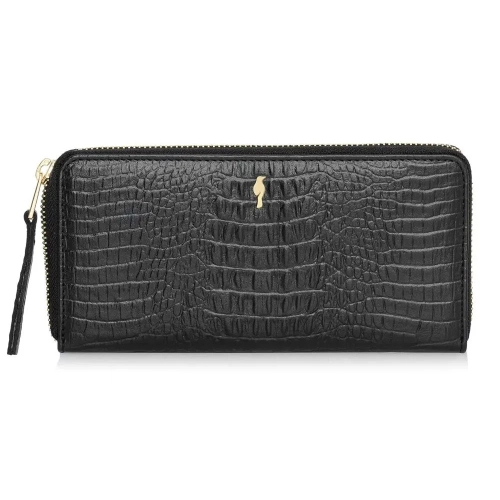 Portfel damski OCHNIK PORES-0908-99 ze skóry tłoczonej krokodyl – widok z przodu / OCHNIK women’s wallet PORES-0908-99 c