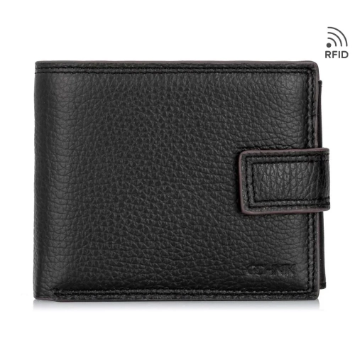OCHNIK PORMS-003 czarny portfel skórzany – widok z przodu / OCHNIK PORMS-003 black leather wallet – front view