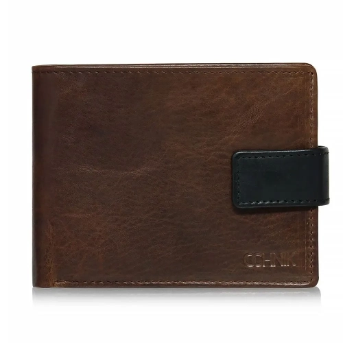OCHNIK PORMS-0612-89 brąz – skórzany portfel męski, przód OCHNIK PORMS-0612-89 brown – men’s leather wallet, front view