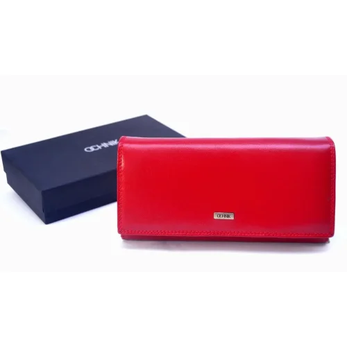 Widok przodu portfela damskiego OCHNIK SL-125-41 w czerwieni / Front view of OCHNIK SL-125-41 women’s red wallet