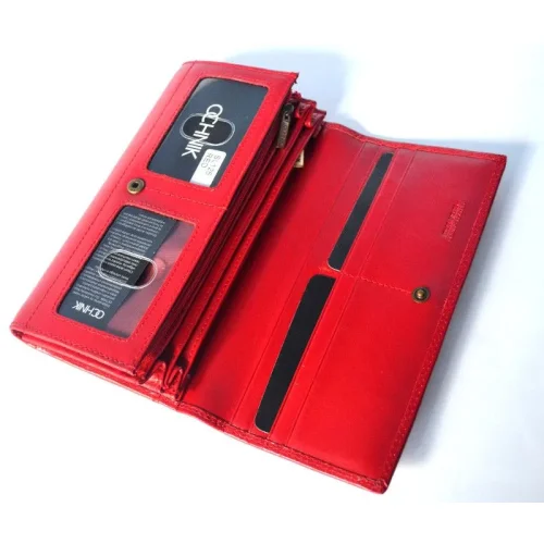 Tył skórzanego portfela damskiego OCHNIK SL-125-41 / Back side of OCHNIK SL-125-41 women’s leather wallet