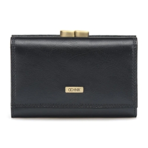 Portfel damski OCHNIK SL-189-99 czarny skórzany – widok z przodu / OCHNIK women’s wallet SL-189-99 black leather – front