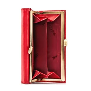 Średniej wielkości portfel damski OCHNIK SL-128-41 czerwony – wnętrze z przegródkami | Medium-sized OCHNIK SL-128-41 red women’s wallet – interior with compartments