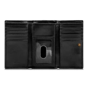 OCHNIK SL-128-99 portfel damski skórzany czarny – tył z logo OCHNIK | OCHNIK SL-128-99 women’s black leather wallet – back with OCHNIK logo