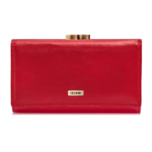 OCHNIK SL-128-41 czerwony skórzany portfel damski – widok z przodu | OCHNIK SL-128-41 red leather women’s wallet – front