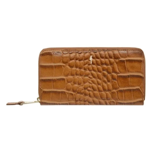 OCHNIK PORES-0517 koniakowy portfel damski ze skóry tłoczonej croco OCHNIK PORES-0517 cognac women’s wallet in croco-em